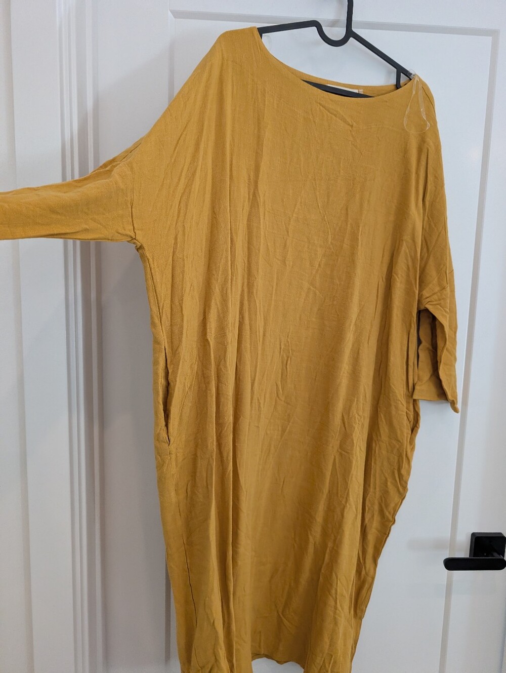 Mustard Linen-blend Shift Dress - Picture 8 of 10